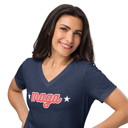 Women’s Relaxed Fit V-neck MAGA T-Shirt