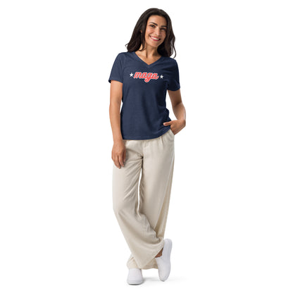 Women’s Relaxed Fit V-neck MAGA T-Shirt